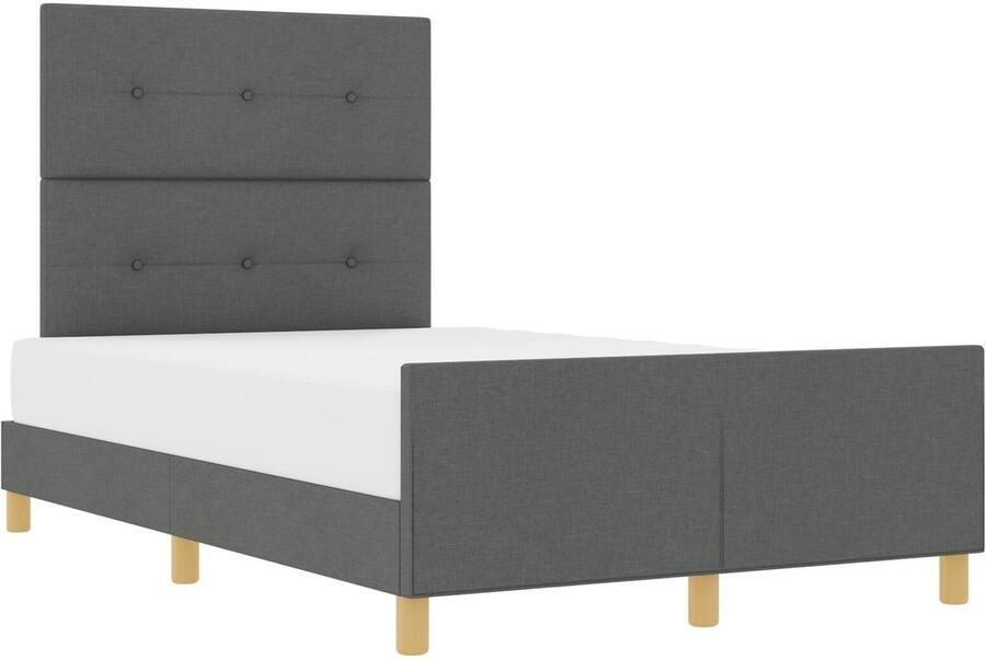 VidaXL Bedframe Donkergrijs Bewerkt hout 120 x 190 cm Bedframe - Foto 2