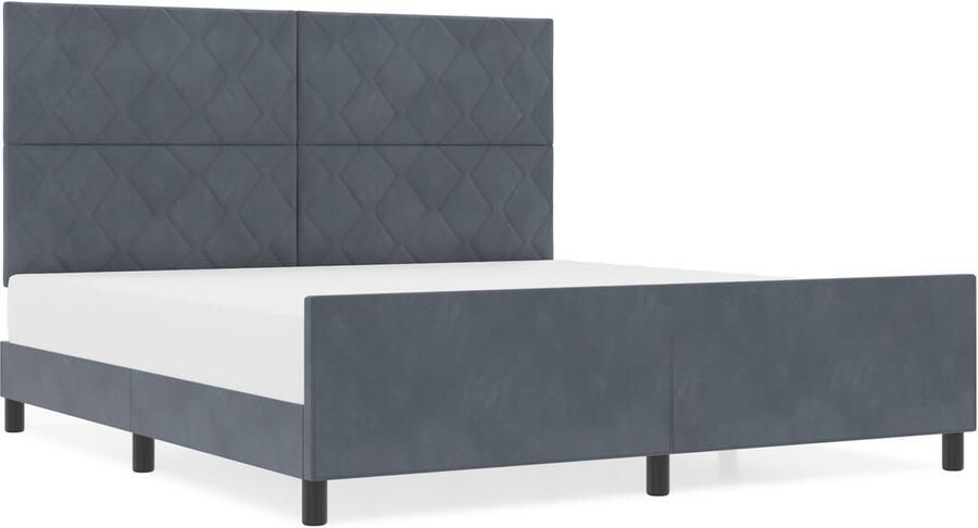 VidaXL Bedframe met hoofdeinde Donkergrijs 180 x 200 cm Fluweel - Foto 2