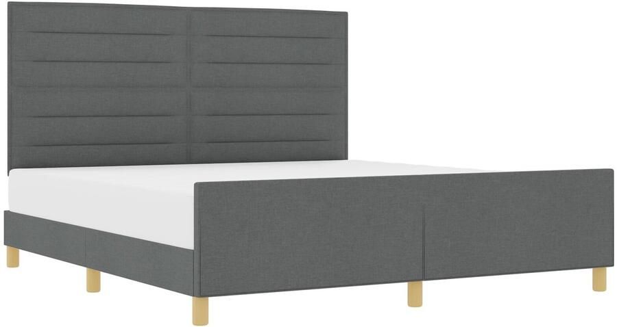VidaXL Bedframe Donkergrijs Bewerkt hout 183 x 203 cm Bedframe - Foto 2