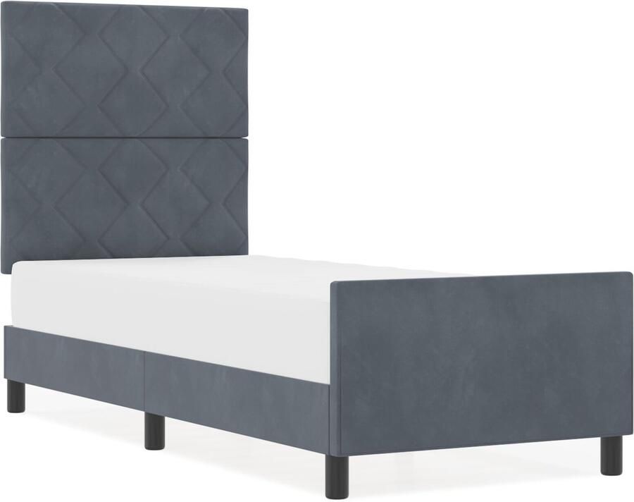 VidaXL Bedframe met hoofdeinde Donkergrijs 80 x 200 cm Fluweel - Foto 2