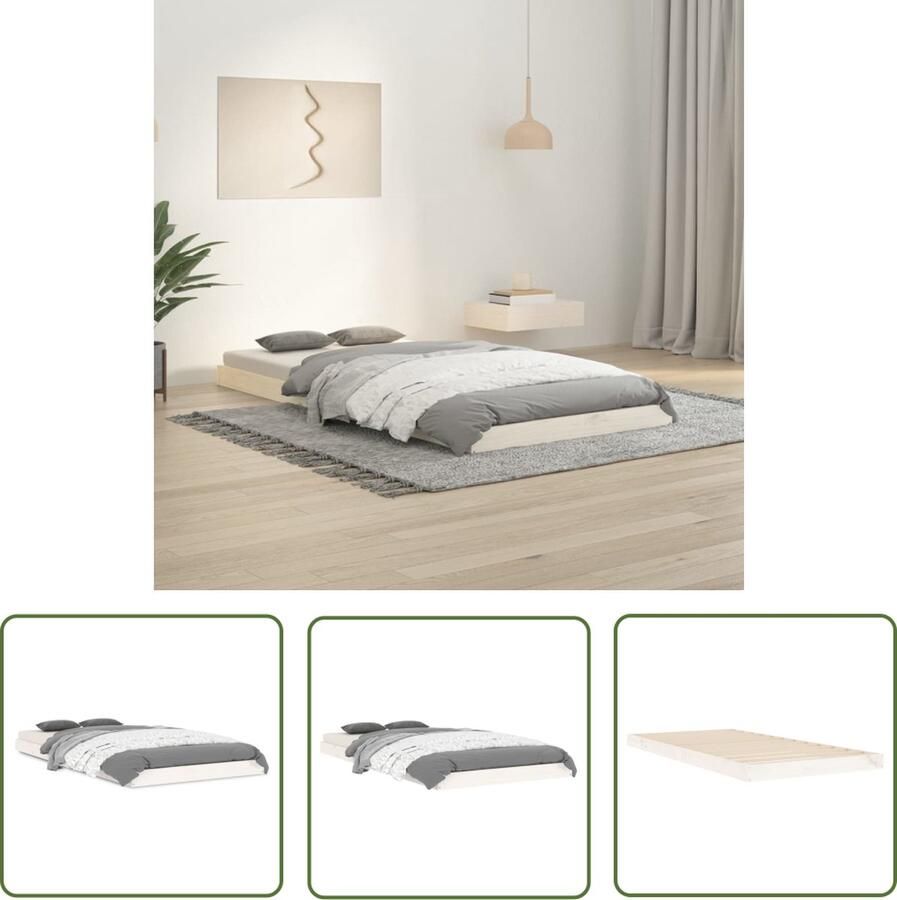 The Living Store Bedframe massief grenenhout wit 90x190 cm 3FT Single Bedframe Bedframes Eenpersoonsbed Bed Bedombouw Ledikant Ledikanten Houten Bedframe Eenpersoonsbedden Bedden Bedombouwen