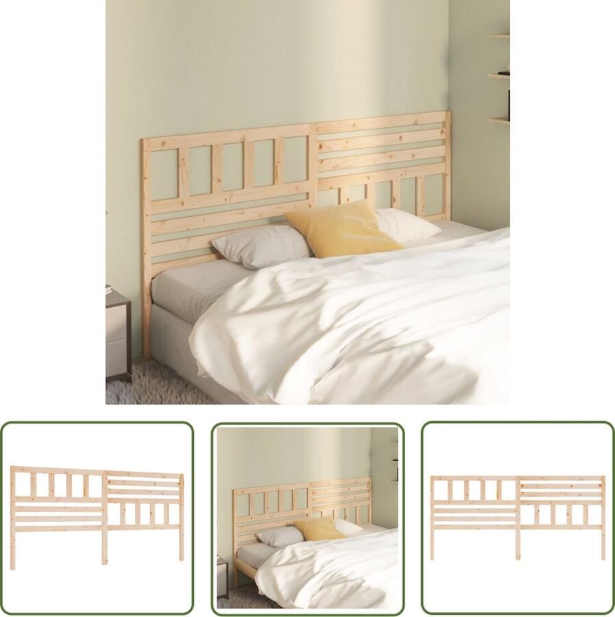 The Living Store Houten Hoofdbord Klassiek Design 206 x 4 x 100 cm Massief Grenenhout Houten Hoofdbord Hoofd Bord Hoofdeinde Klassieke Hoofdbord Grenenhout Hoofdbord - Foto 2