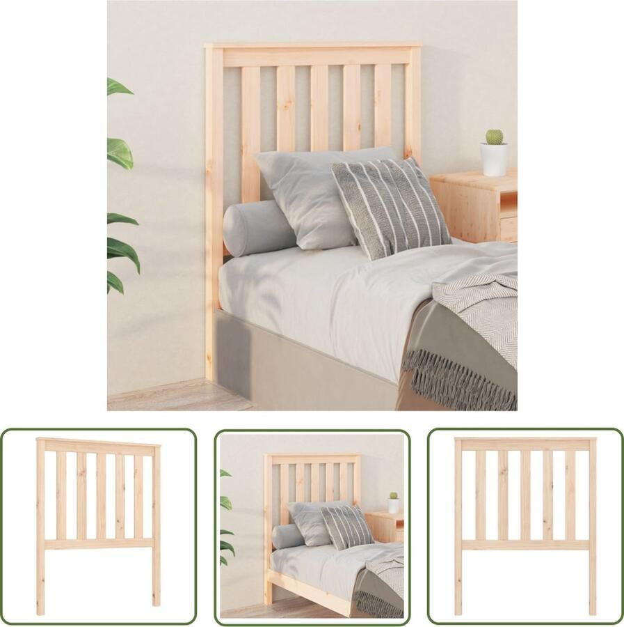 The Living Store Houten hoofdeinde 81 x 6 x 101 cm Massief grenenhout Hoofd Bord Bed Frame Hoofdeinde Grenenhout Meubilair Houten Hoofdbord