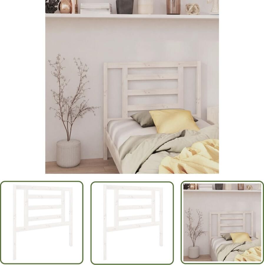 The Living Store Houten Hoofdeinde Wit 96 x 4 x 100 cm Grenenhout Hoofd Bord Bed Frame Hoofdkussen Slaapkamerdecoratie Hout Meubilair