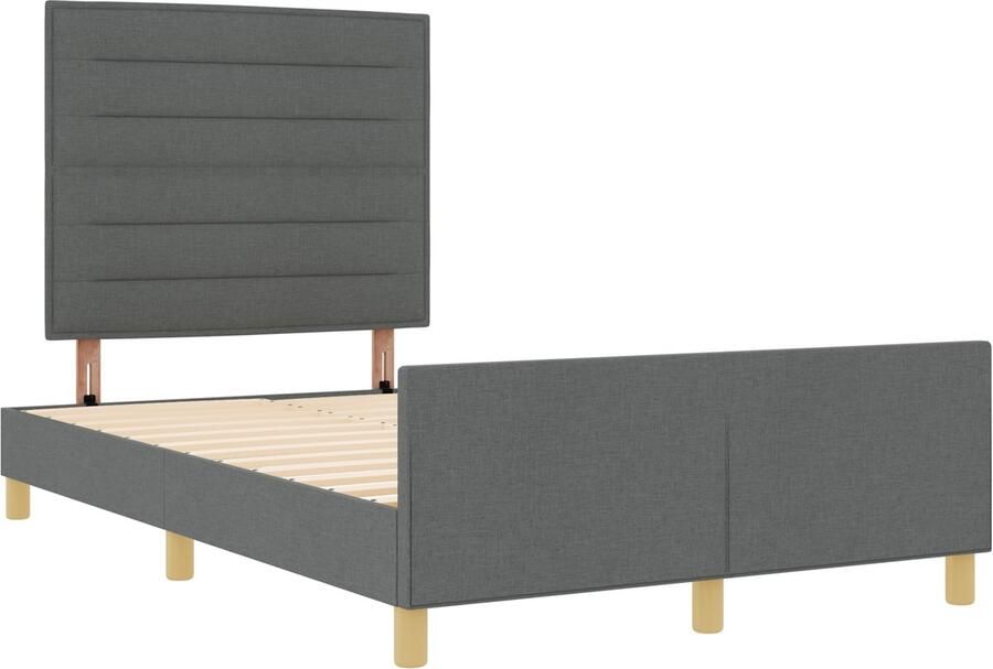 VidaXL Bed Frame zonder Matras Donkergrijs 120x190 cm Stof Set van 3