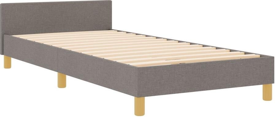 VidaXL Bedframe zonder matras Donkergrijs 120x190 cm Stof Set van 2 Taupe