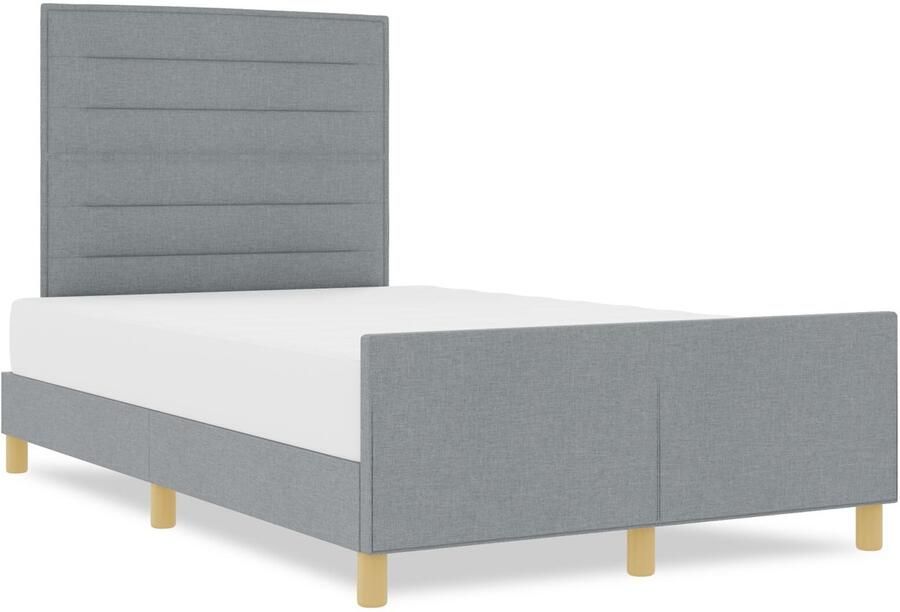 VidaXL Bedframe Set van 3 Lichtgrijs Stof 140 x 190 cm Eenvoudig - Foto 3