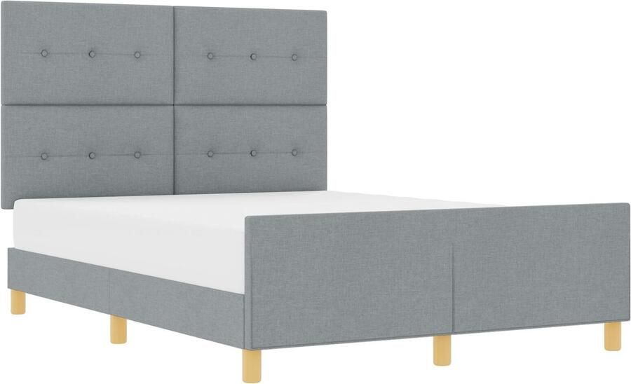 VidaXL Bedframe Set van 3 Lichtgrijs Stof 140 x 190 cm Eenvoudig