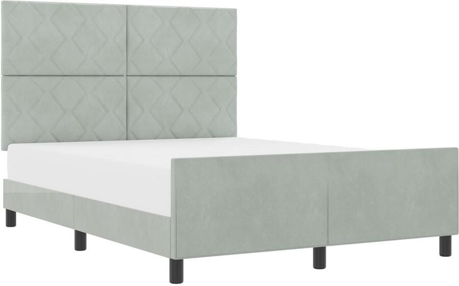 VidaXL Bedframe met hoofdeinde Lichtgrijs 140 x 200 cm Fluweel - Foto 2