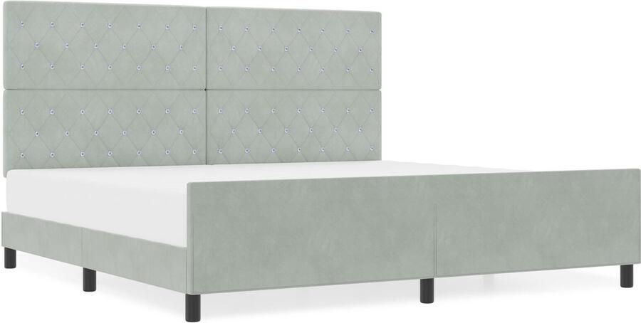 VidaXL Bedframe met hoofdeinde Lichtgrijs 200 x 200 cm Fluweel