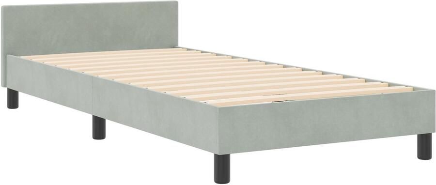 VidaXL Bedframe Lichtgrijs Fluweel 90 x 200 cm Eenvoudig Bedframe - Foto 3
