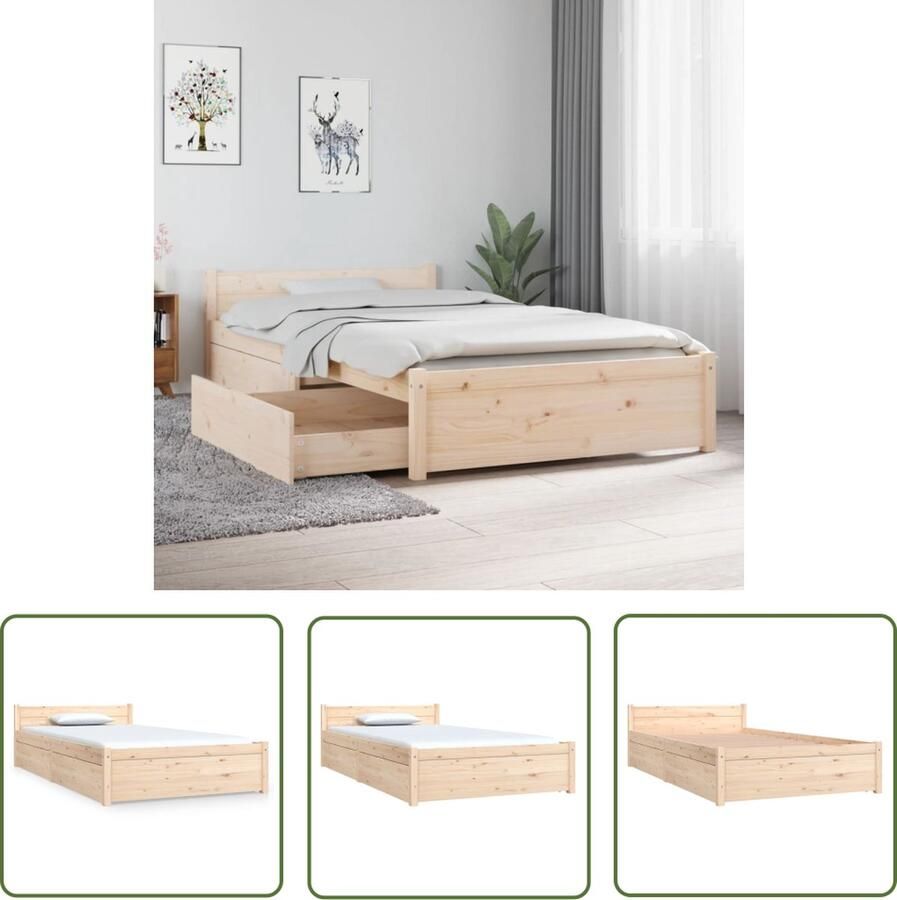 The Living Store Bedframe met lades 90x190 cm 3FT Single Bedframe Bedframes Eenpersoonsbed Bed Bedombouw Ledikant Pallet Bedframe Ledikant Eenpersoonsbedden Bedden Bedombouwen - Foto 2