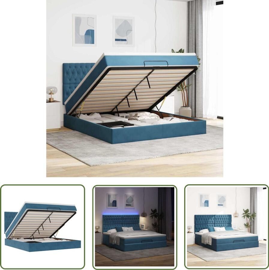 VidaXL Bed Frame Ottoman Bed Ottoman bed met matrassen en LED's 160x200cm fluweel Boxspring Bed Led Bed Fluweel Bed