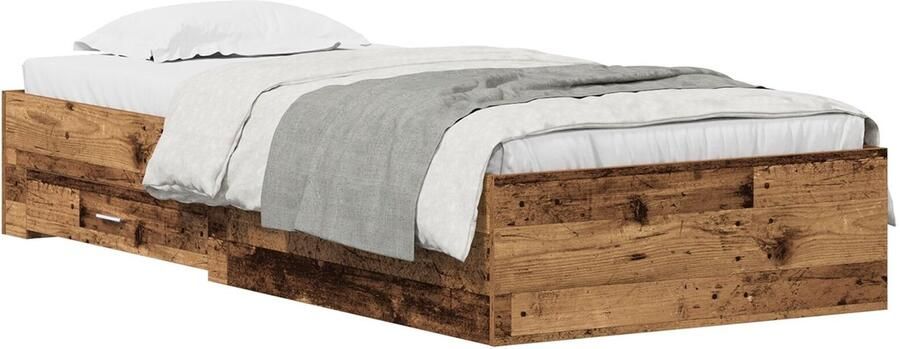 VidaXL Bedombouw met lades met lade Oud hout 90 x 200 cm Bewerkt hout - Foto 2