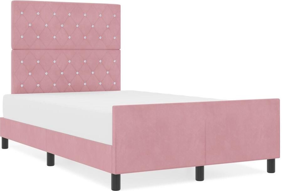 VidaXL Bedframe met hoofdeinde Roze 120 x 190 cm Fluweel - Foto 2