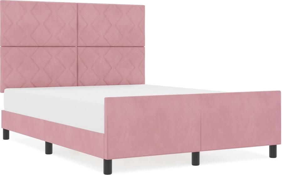 VidaXL Bedframe met hoofdeinde Roze 160 x 200 cm Fluweel - Foto 2