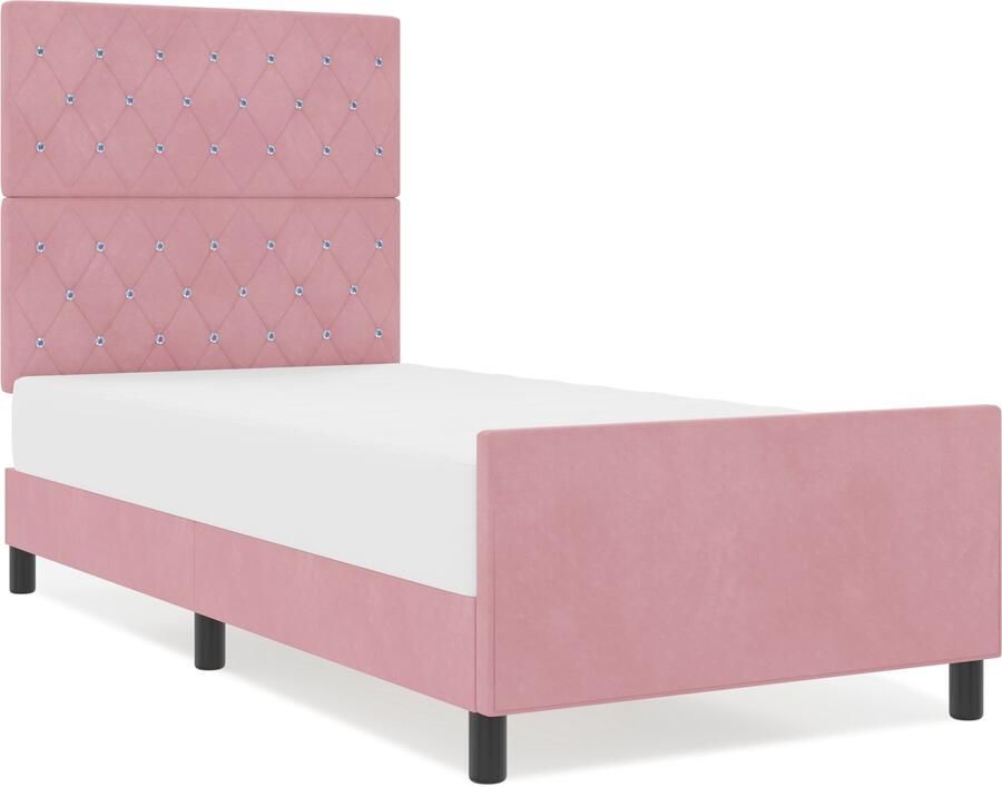 VidaXL Bedframe met hoofdeinde Roze 90 x 200 cm Fluweel - Foto 2