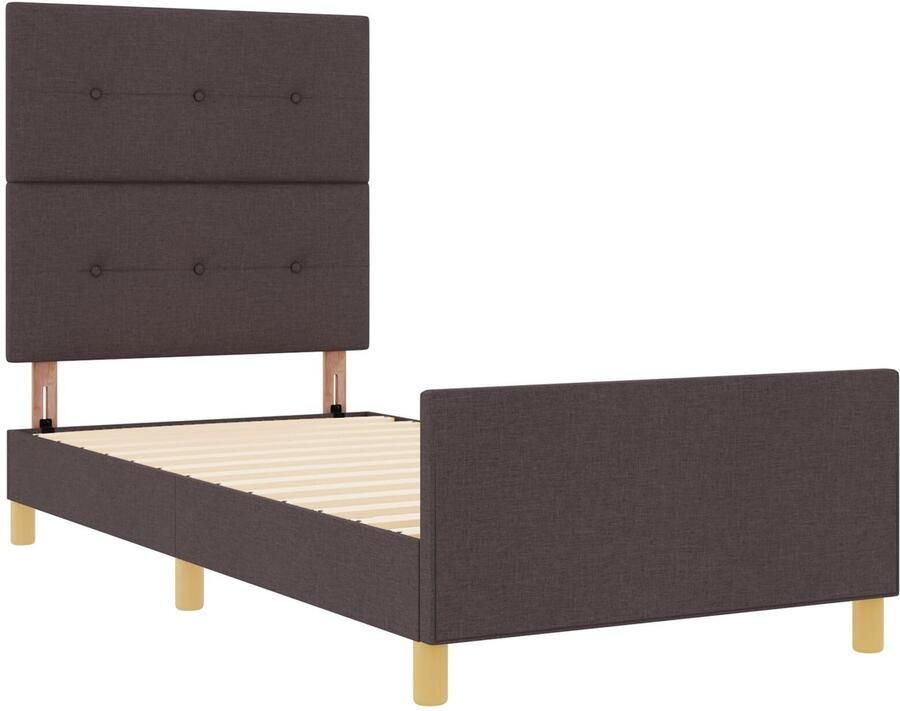 VidaXL Bed Frame Set van 2 Donkerbruin Stof 100 x 200 cm Simpel - Foto 2