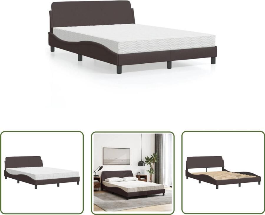 VidaXL Bed met matras Dover stof donkerbruin 120x200 cm Slaapcomfort Bed Frame Boxspring Tweepersoonsbed Bruine Bedden