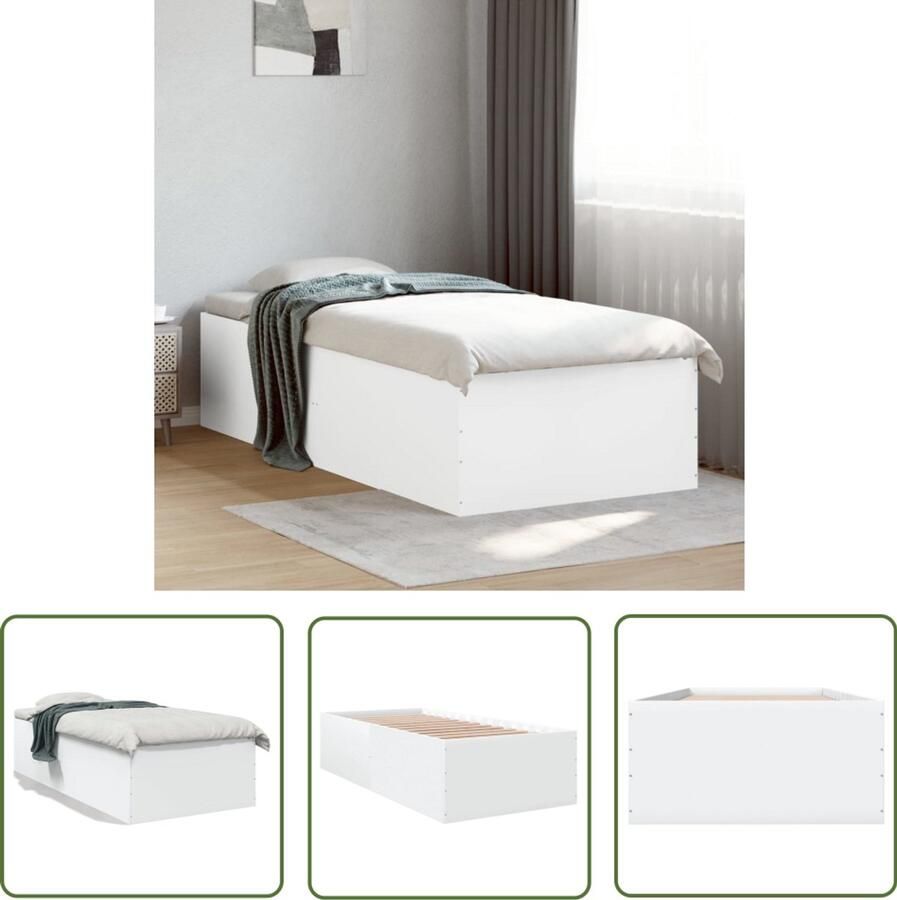VidaXL Bed Frame Slaapcomfort Bedframe bewerkt hout wit 90x190 cm Houten Bed Enkel Bed Wit Bed