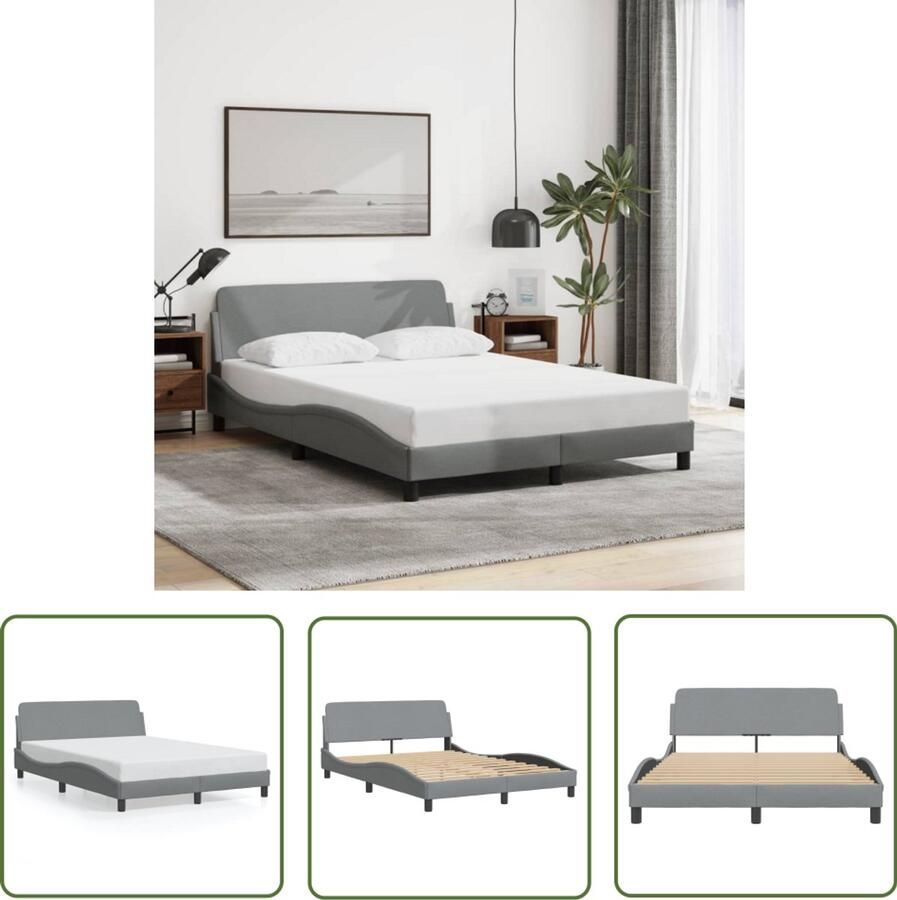 VidaXL Bedframe Dover 120x200 cm stof lichtgrijs Slaapcomfort Bed Frame Boxspring Tweepersoonsbed Grijs Bed