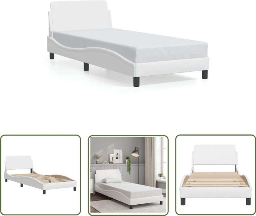 VidaXL Bed Frame Slaapcomfort Bedframe Dover kunstleer wit 90x190 cm Boxspring Tweepersoon Bed Enkelbed