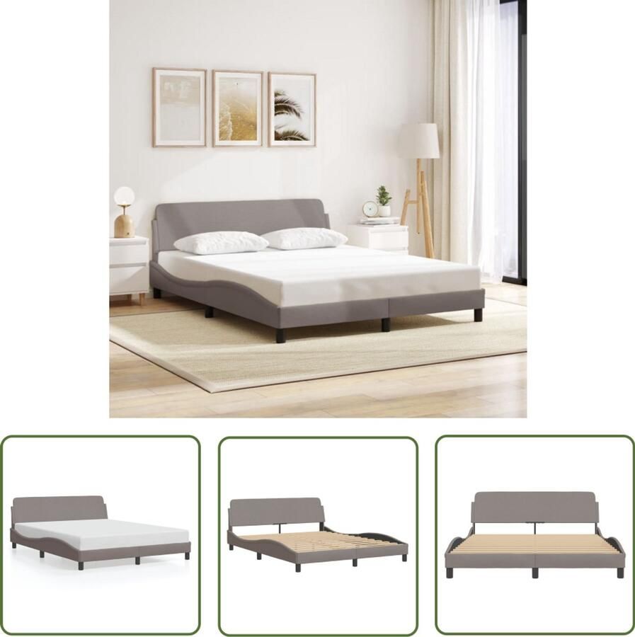 VidaXL Bed Frame Slaapcomfort Bedframe Dover stof taupe 160x200 cm Boxspring Tweepersoonsbed Taupecleur