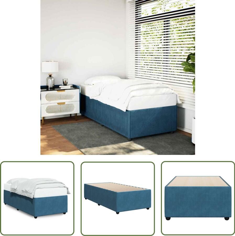 VidaXL Bed Frame Slaapcomfort Bedframe fluweel blauw 80x200 cm Tweepersoonsbed Blauwe Kamer Fluweel Bed