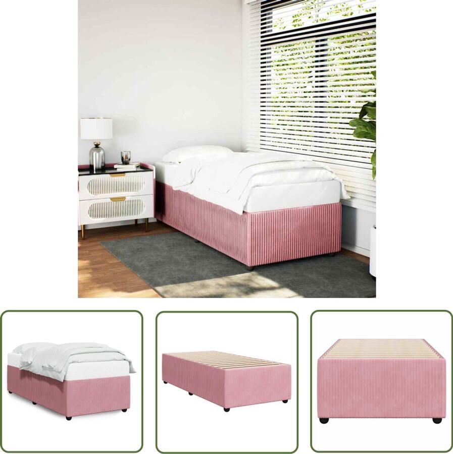 VidaXL Bed Frame Slaapcomfort Bedframe fluweel roze 80x200 cm Fluweel Bed Roze Bed Tweepersoons Bed