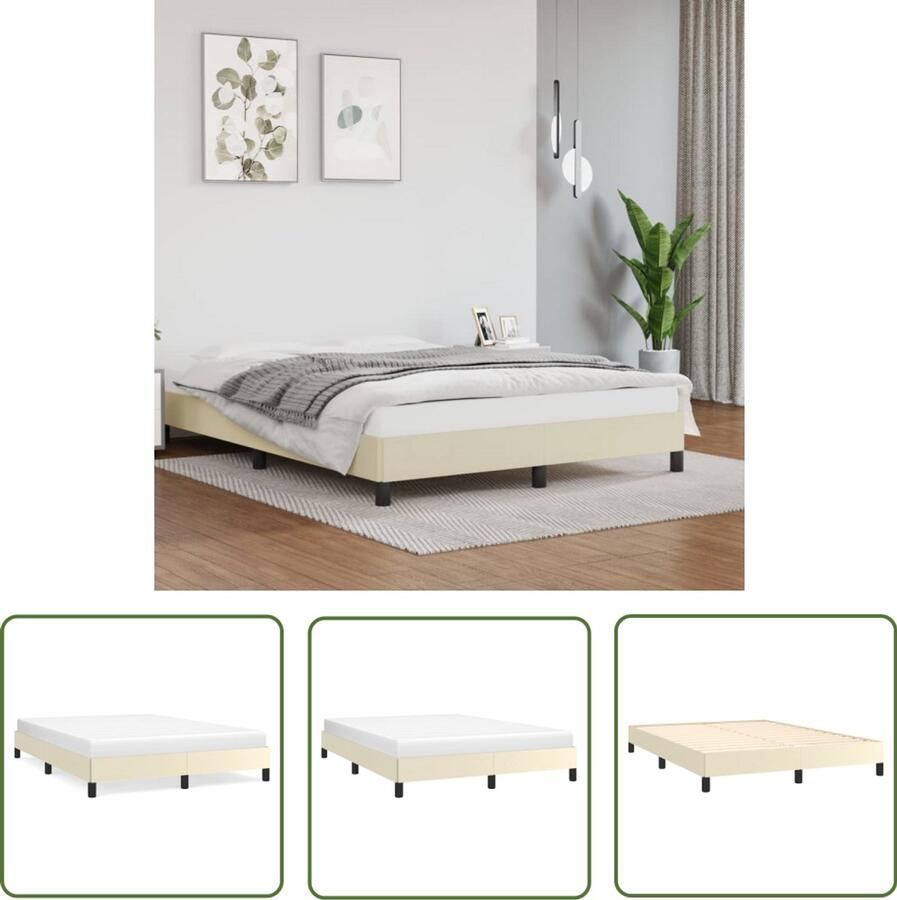 The Living Store Bedframe kunstleer crèmekleurig 140x200 cm Slaapcomfort Bed Frame Tweepersoonsbed Kunstleder Bed Creme Kleur Bed