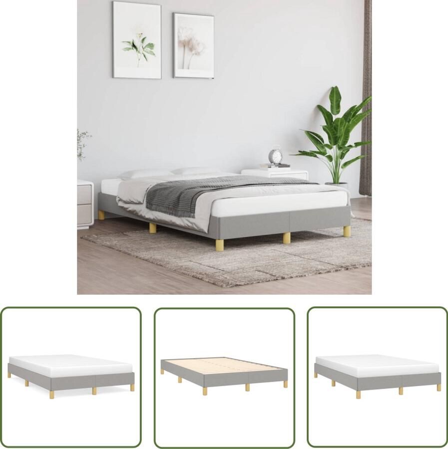 VidaXL Bed Frame Slaapcomfort Bedframe stof lichtgrijs 120x190 cm Boxspring Tweepersoonsbed Grijs Bed