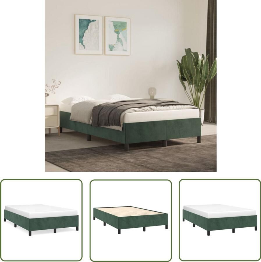 VidaXL Fluweel Bed Comfortabel Bed Frame Bedframe zonder matras 120x190 cm fluweel donkergroen Donkere Groene Bed Tweepersoons Bed King Size Bed
