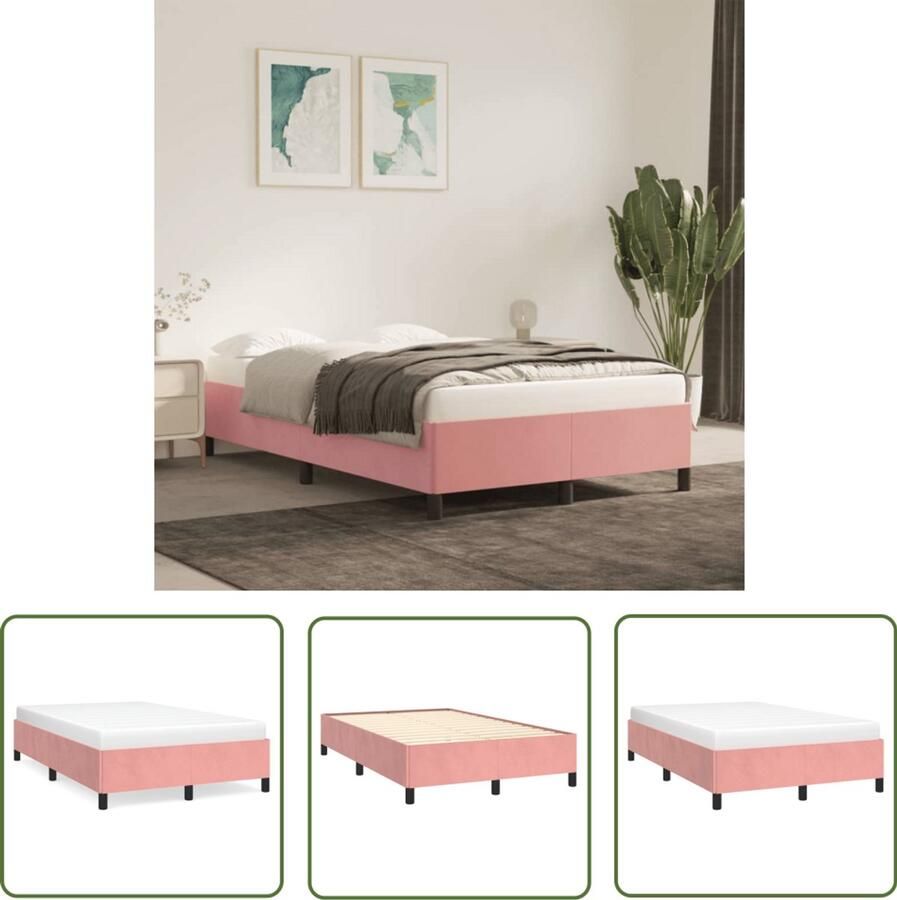 VidaXL Fluweel Bed Frame Roze Bed Frame Bedframe zonder matras 120x190 cm fluweel roze Tweepersoons Bed Frame King Size Bed Frame Bed Frame 120x190