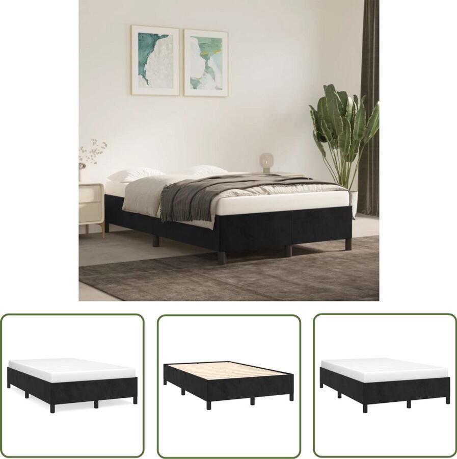 VidaXL Bedframe zonder matras 120x190 cm fluweel zwart Slaapcomfort Bed Frame Tweepersoonsbed Boxspring Design Bed