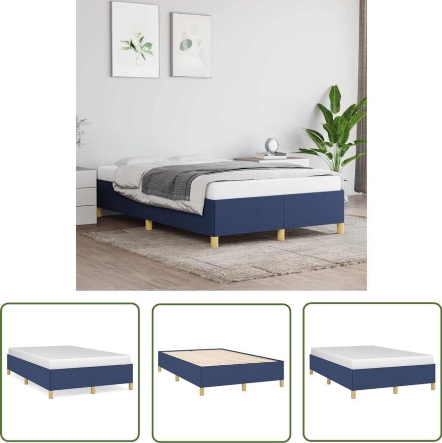 VidaXL Bed Frame Slaapcomfort Bedframe zonder matras 120x190 cm stof blauw Tweepersoonsbed Blauwdruk Houten Bed