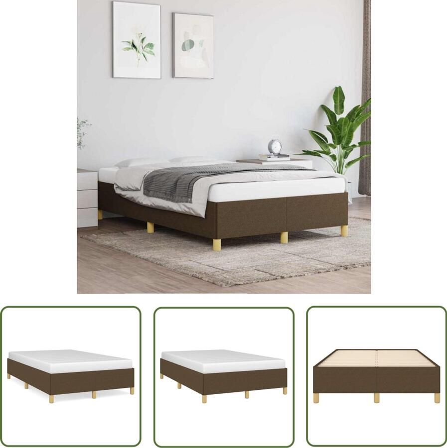 VidaXL Bed Frame Slaapcomfort Bedframe zonder matras 120x190 cm stof donkerbruin Boxspring Tweepersoonsbed Donkere Kleuren - Foto 2