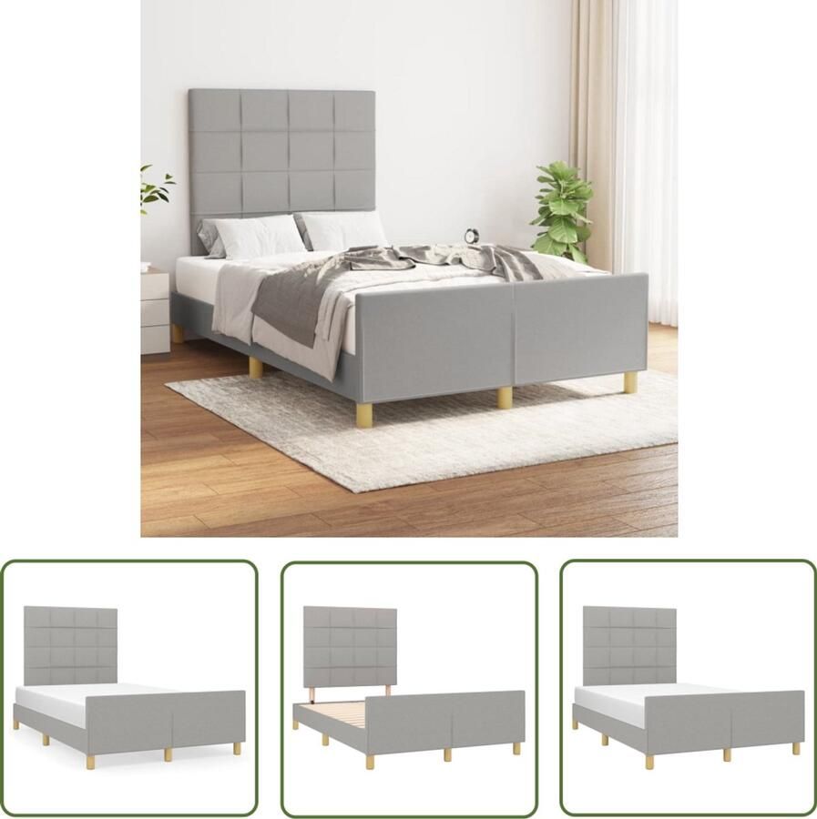VidaXL Bed Frame Slaapcomfort Bedframe zonder matras 120x190 cm stof lichtgrijs Boxspring Tweepersoonsbed Design Bed