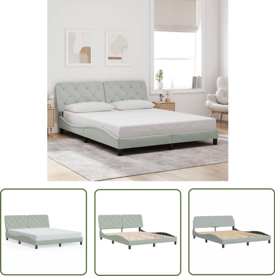 VidaXL Bed Frame Slaapcomfort Bedframe zonder matras 160x200 cm fluweel lichtgrijs Boxspring King Size Bed Luxe Bed