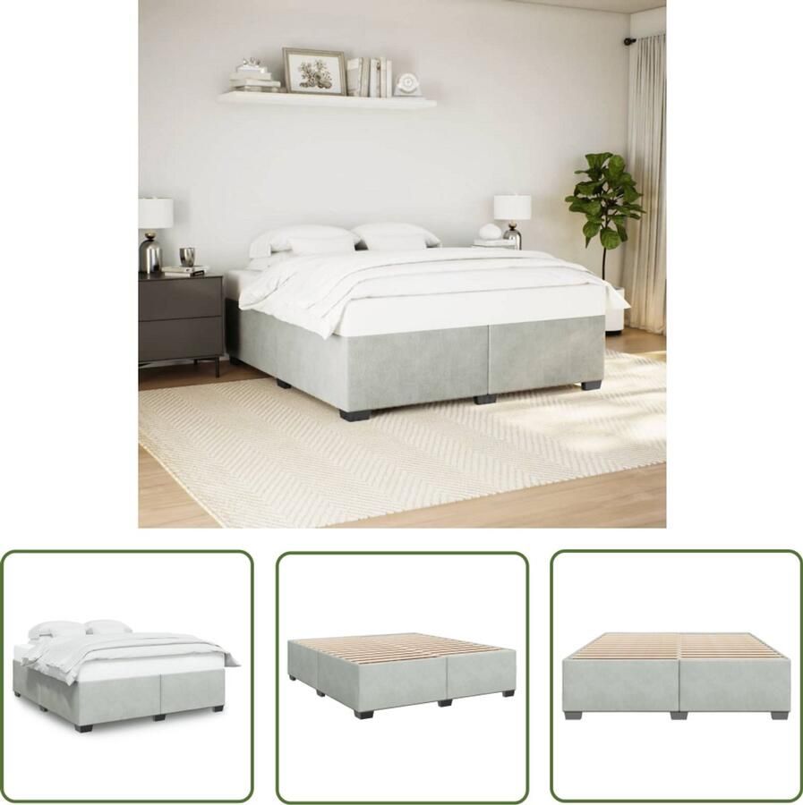 VidaXL Bed Frame Slaapcomfort Bedframe zonder matras 200x200 cm fluweel lichtgrijs Tweepersoonsbed Fluweel Bed Grijs Bed
