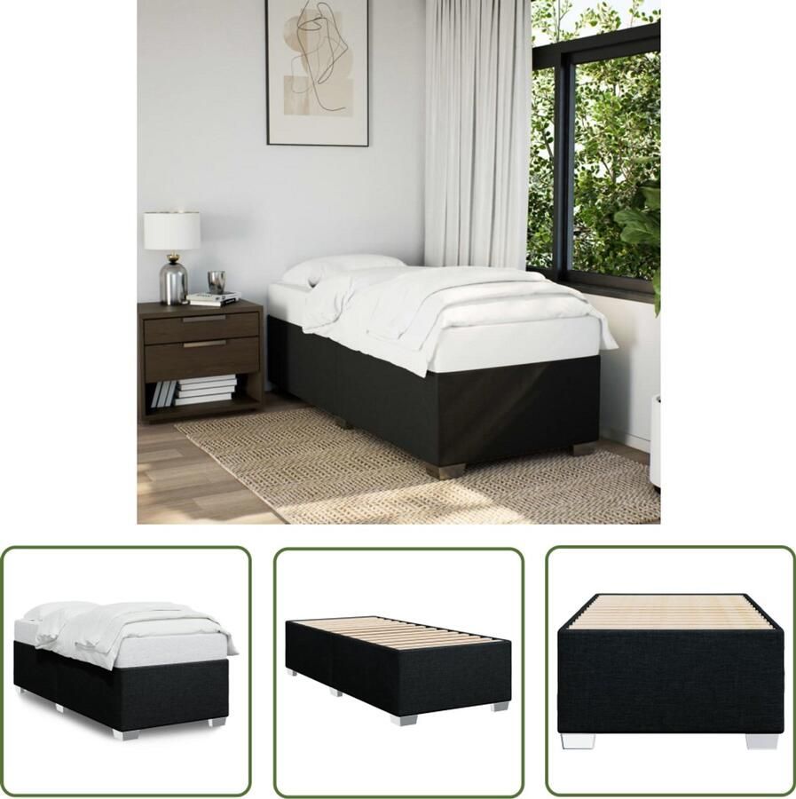 VidaXL Bed Frame Slaapcomfort Bedframe zonder matras 80x200 cm stof zwart Boxspring Tweepersoonsbed Zwarte Bedbank