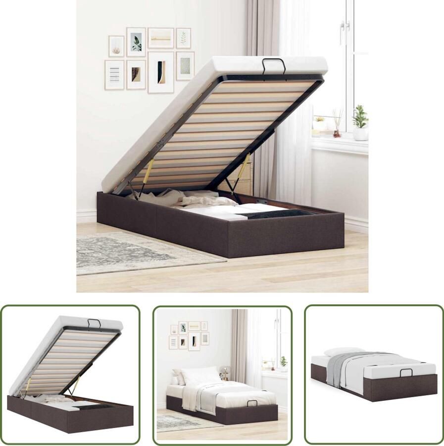 VidaXL Bedframe zonder matras 90x190 cm stof donkerbruin Slaapcomfort Bed Frame Hoofdbord Tweepersoonsbed Boxspring Alternatief