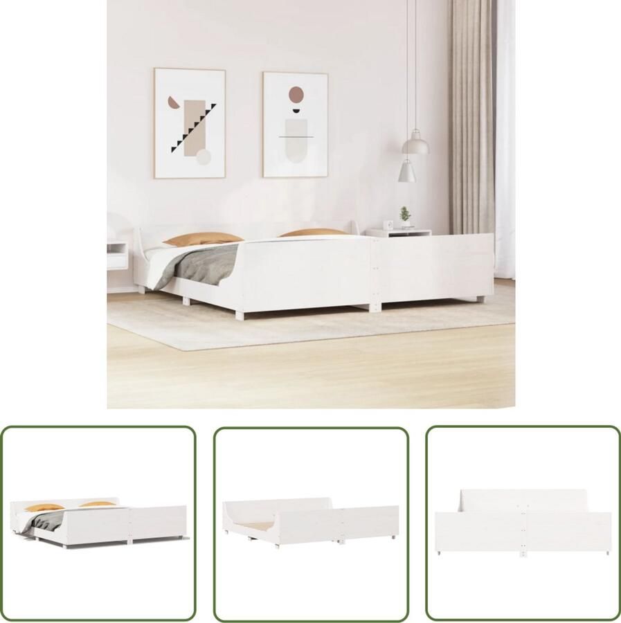 VidaXL Bed Frame Slaapcomfort Bedframe zonder matras massief grenenhout wit 200x200 cm Grenenhout Bed Houten Bed Wit Bed