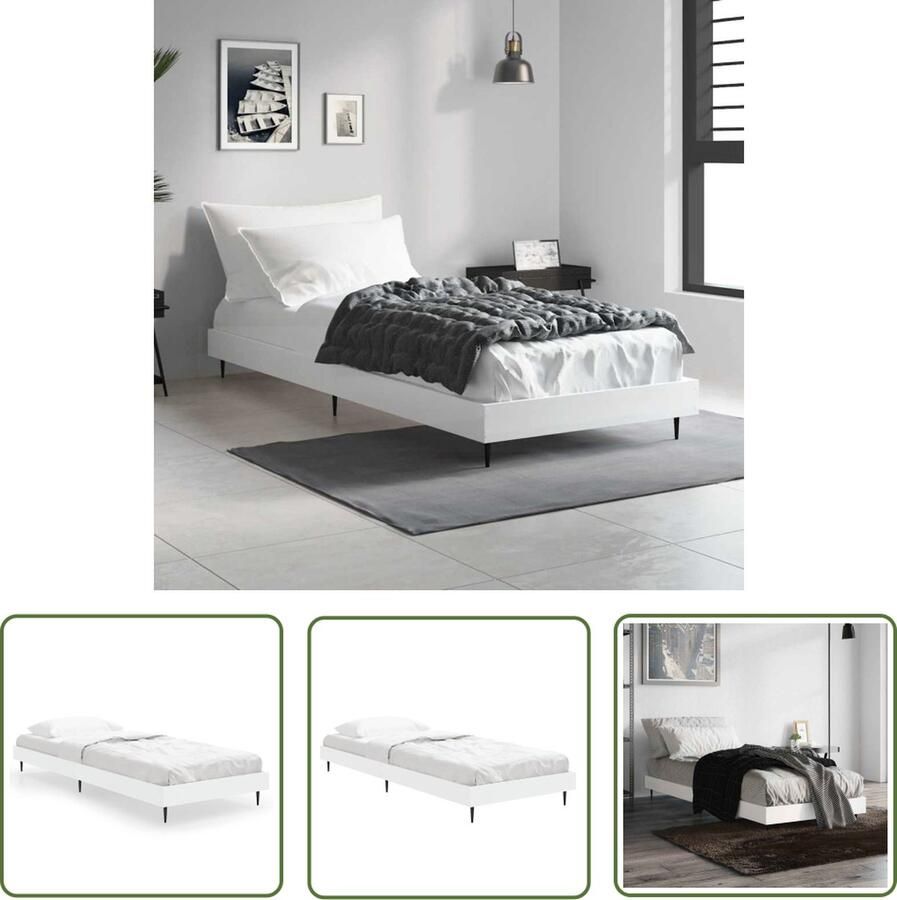 The Living Store Bedframe Duurzaam Bedframes Afmeting- 193 x 78 x 20 cm Kleur- wit Slaapkamer Meubels Bed Frame Houten Bed Frame Witte Bed Frame Enkel Bed
