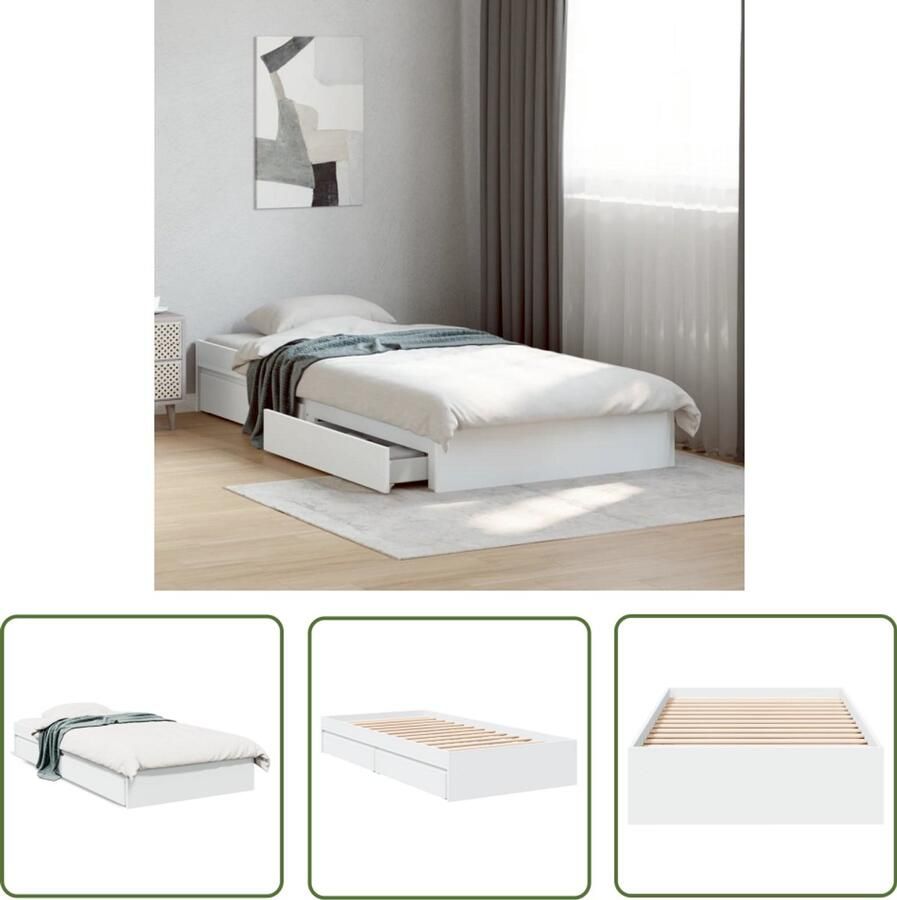 VidaXL Bed Frame Slaapkamers Bedframe met lades bewerkt hout wit 90x200 cm Houten Bed Met Lade Compact Bed