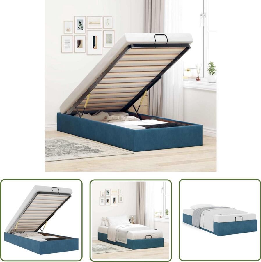 VidaXL Bed Frame Slaapkamers Bedframe zonder matras 90x190 cm fluweel donkerblauw Hoofdbord Tweepersoonsbed Donkere Kleuren