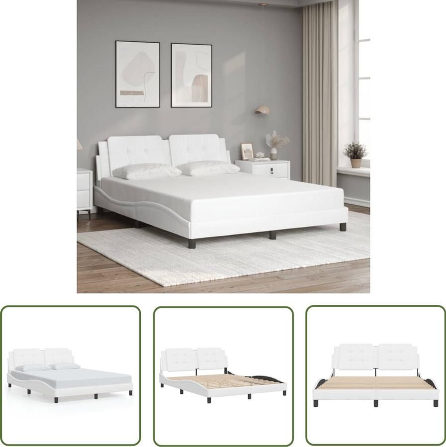 VidaXL Bed Frame Slaapkamers Bedframe zonder matras Zadar kunstleer wit 160x200 cm Kunstleder Bed Modern Bed Tweepersoons Bed