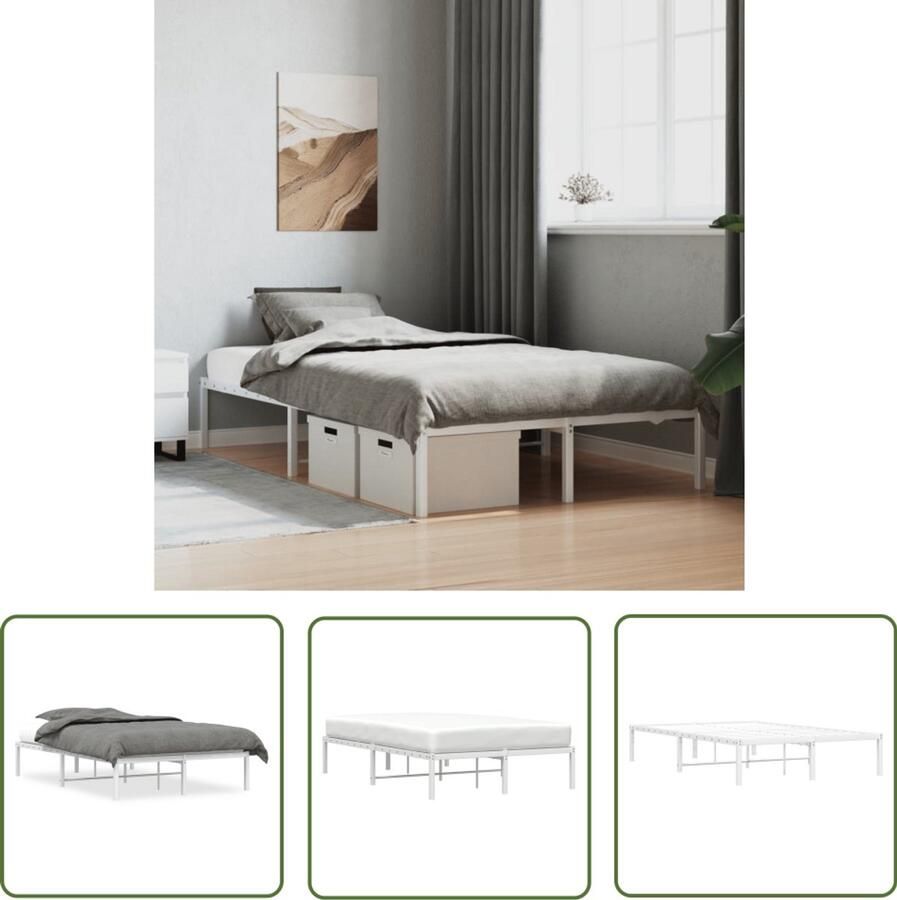 VidaXL Bed Frame Wit Metalen Bed Frame Bedframe metaal wit 120x190 cm Bed Frame 120x190 Staal Bed Frame Modern Bed Frame