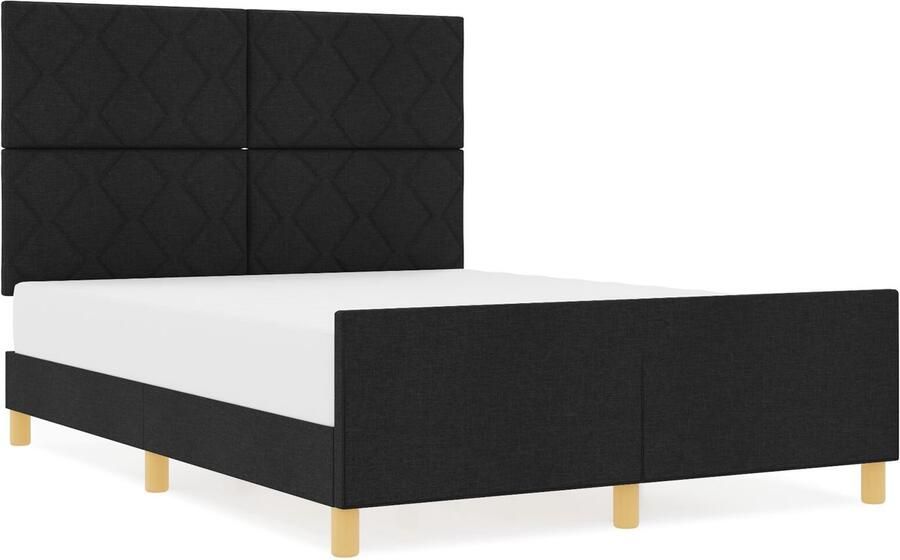 VidaXL Bedframe met hoofdeinde Zwart 140 x 200 cm Stof - Foto 2