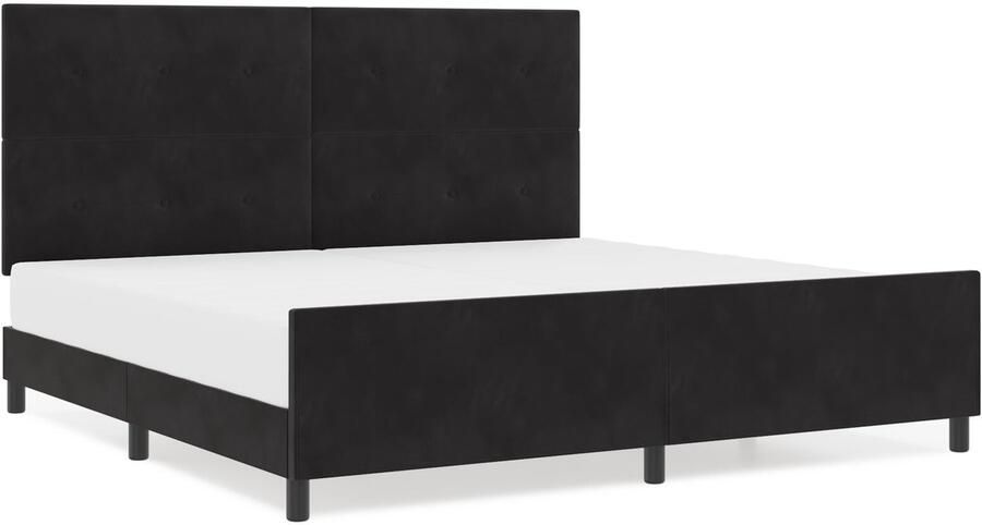 VidaXL Bedframe Met Hoofdbord Set van 3 Zwart Hout Metaal 200 x 200 cm - Foto 2