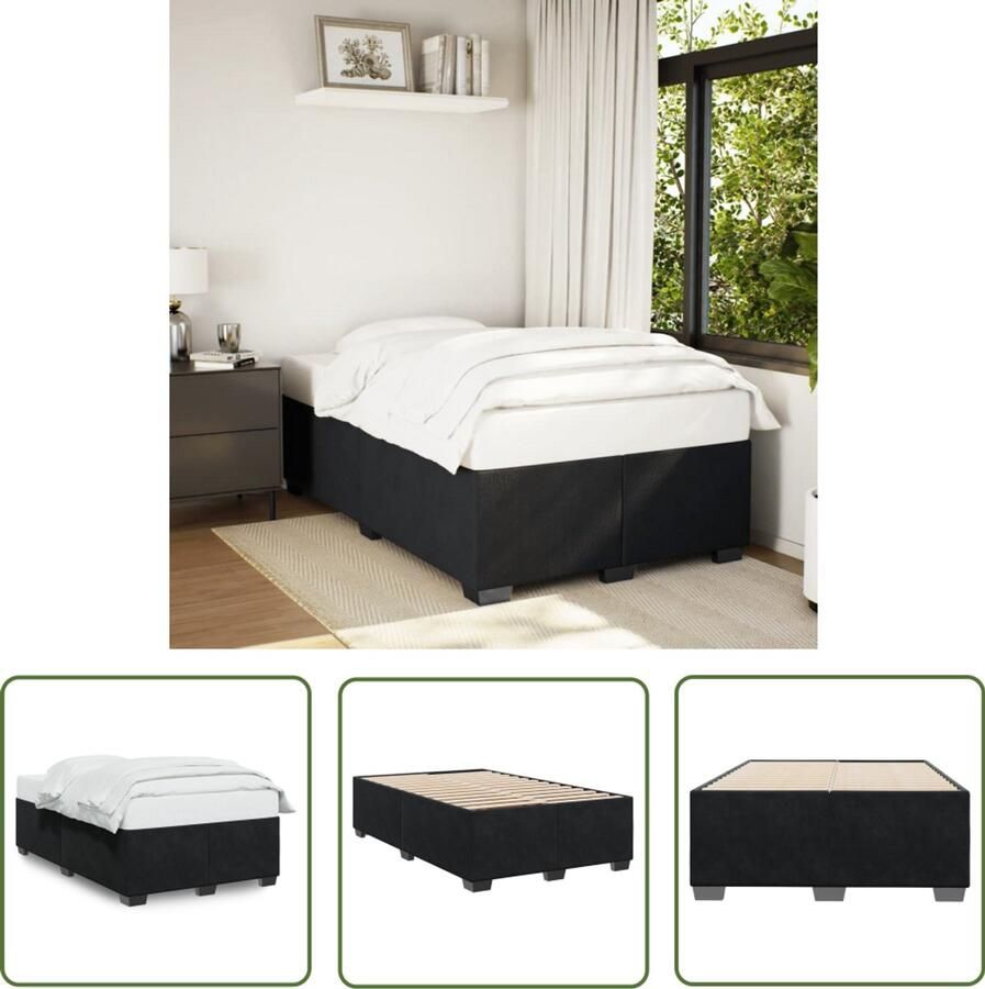 VidaXL Bed Frame Zwart Fluweel Bed Frame Bedframe zonder matras 120x190 cm fluweel zwart Tweepersoons Bed Frame King Size Bed Frame Boxspring Bed Frame